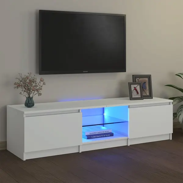Gossi comoda tv cu lumini led, alb, 140x40x35,5 cm