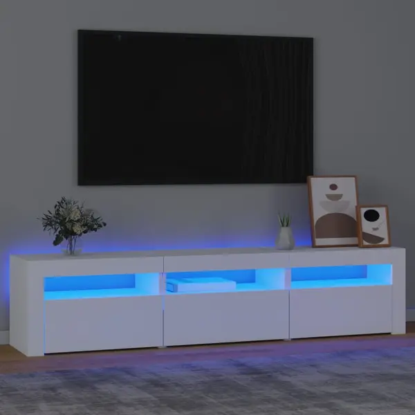 Gossi comoda tv cu lumini led, alb, 180x35x40 cm