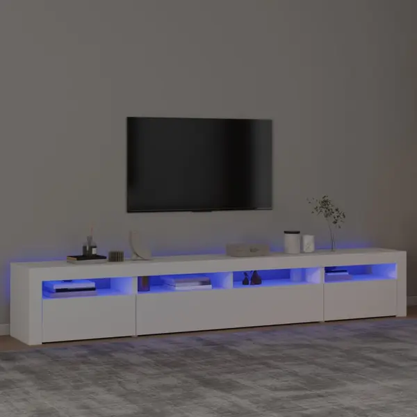 Gossi comoda tv cu lumini led, alb, 240x35x40 cm