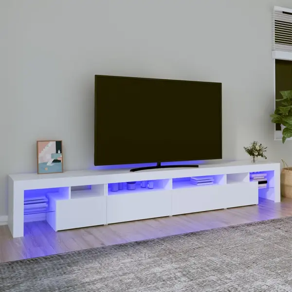 Gossi comoda tv cu lumini led, alb, 260x36,5x40cm