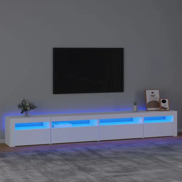 Gossi comoda tv cu lumini led, alb, 270x35x40 cm