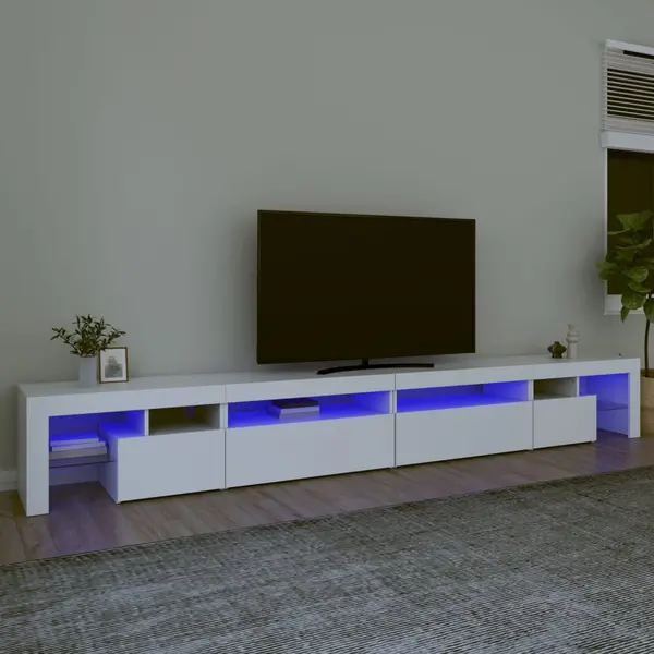 Gossi comoda tv cu lumini led, alb, 290x36,5x40 cm