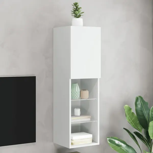 Gossi comoda tv cu lumini led, alb, 30,5x30x102 cm
