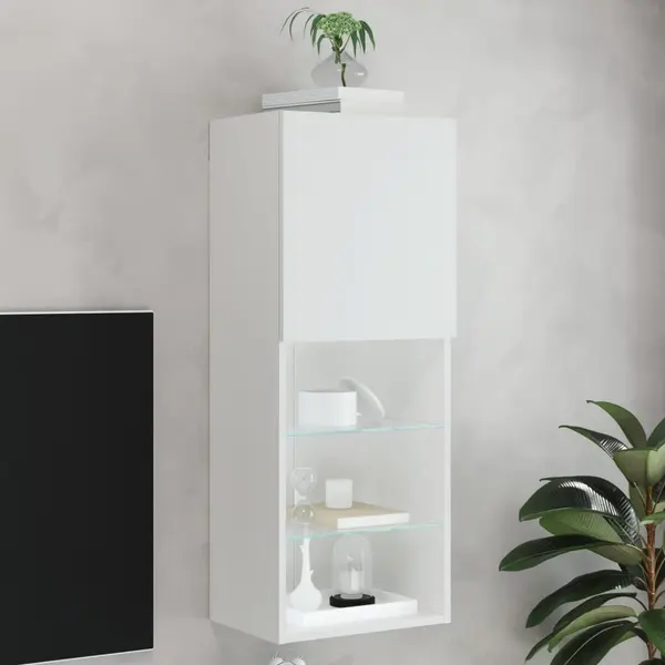 Gossi comoda tv cu lumini led, alb, 40,5x30x102 cm