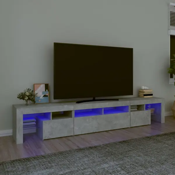 Gossi comoda tv cu lumini led, gri beton, 230x36,5x40cm