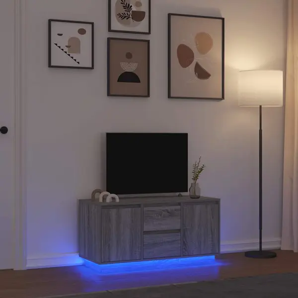 Gossi comoda tv cu lumini led, gri sonoma, 100x41x50 cm