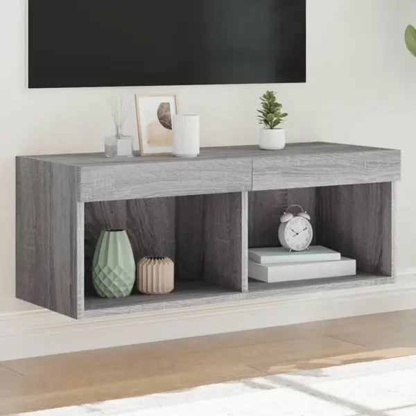 Gossi comoda tv cu lumini led, gri sonoma, 80x30x30 cm