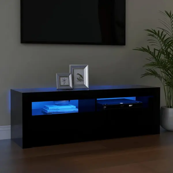 Gossi comoda tv cu lumini led, negru, 120x35x40 cm
