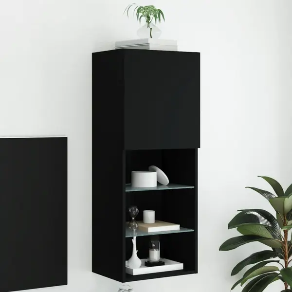 Gossi comoda tv cu lumini led, negru, 40,5x30x102 cm