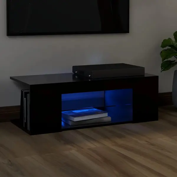 Gossi comoda tv cu lumini led, negru, 90x39x30 cm