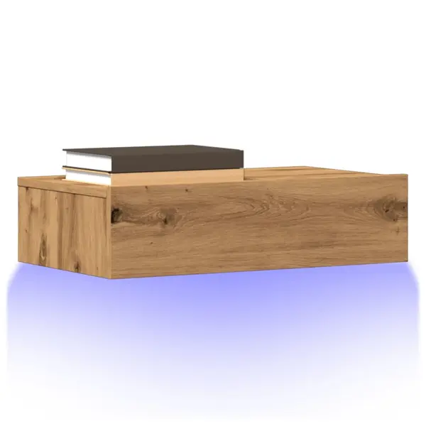 Gossi comoda tv cu lumini led, stejar artizanal, 60x35x15,5 cm