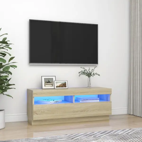 Gossi comoda tv cu lumini led, stejar sonoma, 100x35x40 cm