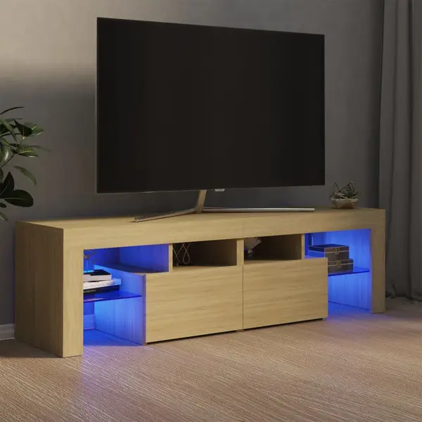 Gossi comoda tv cu lumini led, stejar sonoma, 140x36,5x40 cm