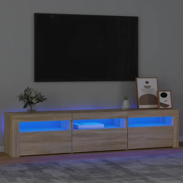 Gossi comoda tv cu lumini led, stejar sonoma, 180x35x40 cm