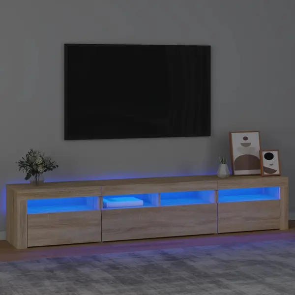 Gossi comoda tv cu lumini led, stejar sonoma, 210x35x40 cm