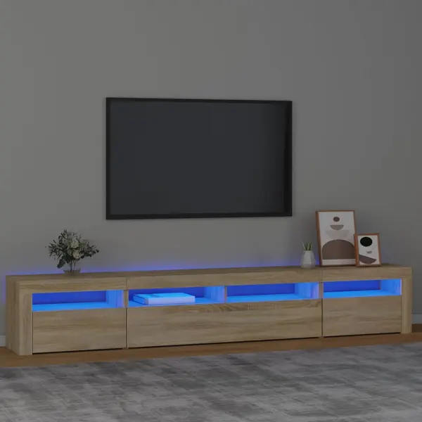 Gossi comoda tv cu lumini led, stejar sonoma, 240x35x40cm