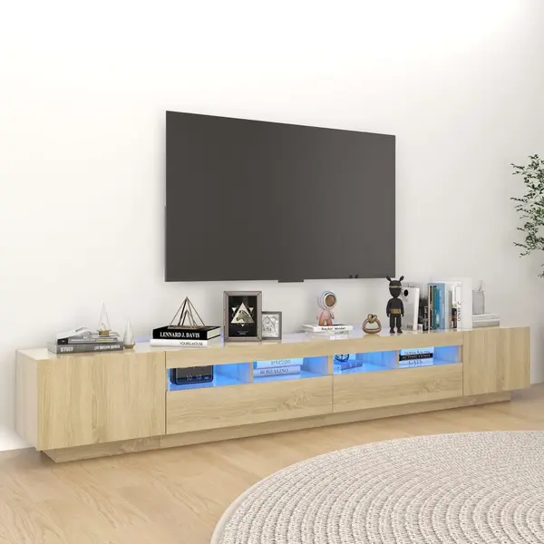 Gossi comoda tv cu lumini led, stejar sonoma, 260x35x40 cm