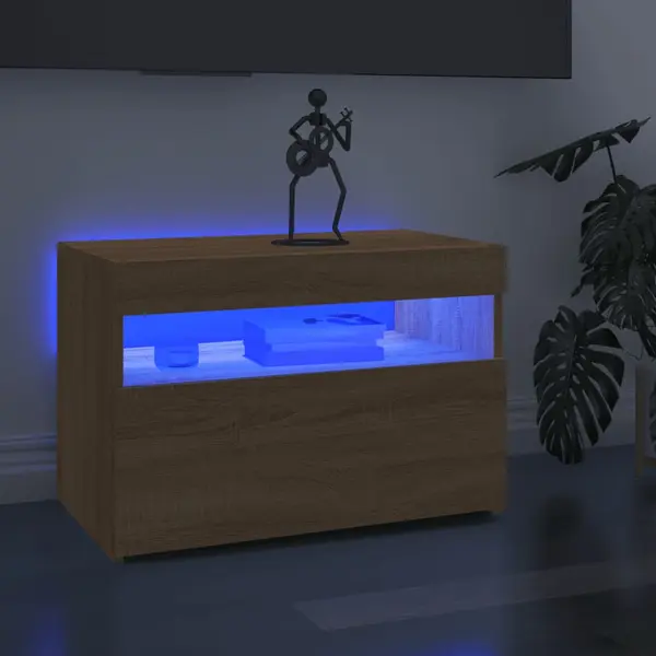 Gossi comoda tv cu lumini led, stejar sonoma, 60x35x40 cm