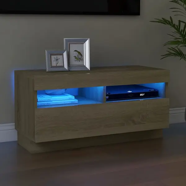 Gossi comoda tv cu lumini led, stejar sonoma, 80x35x40 cm