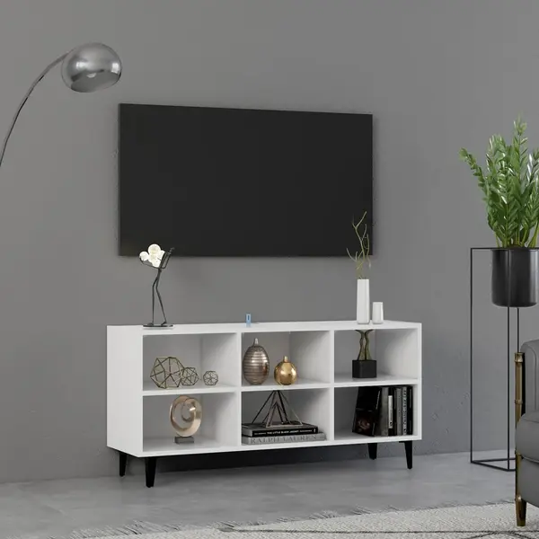 Gossi comoda tv cu picioare metalice, alb, 103,5x30x50 cm