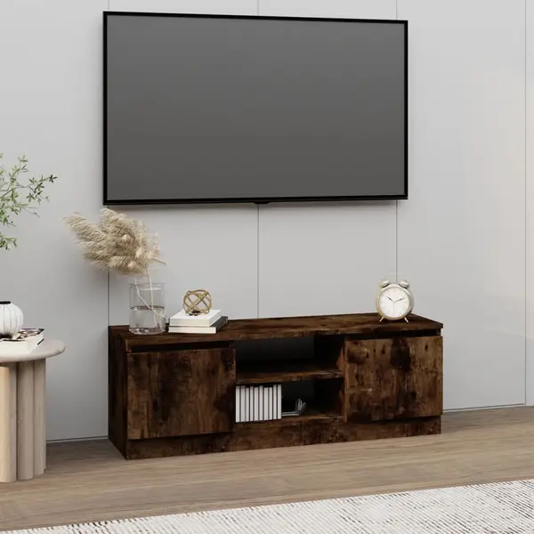 Gossi comoda tv cu usa, stejar fumuriu, 102x30x36 cm