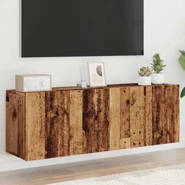 Gossi comoda tv de perete, 2 buc. lemn vechi, 60x30x41 cm