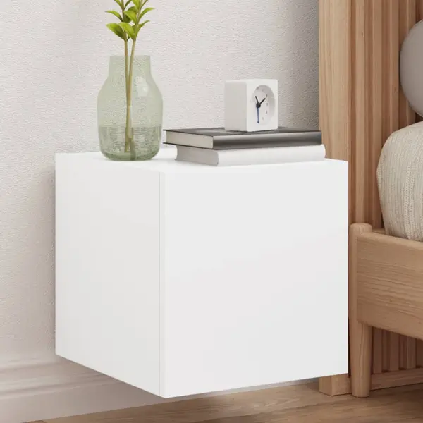 Gossi comoda tv de perete cu lumini led, alb, 30,5x35x30 cm
