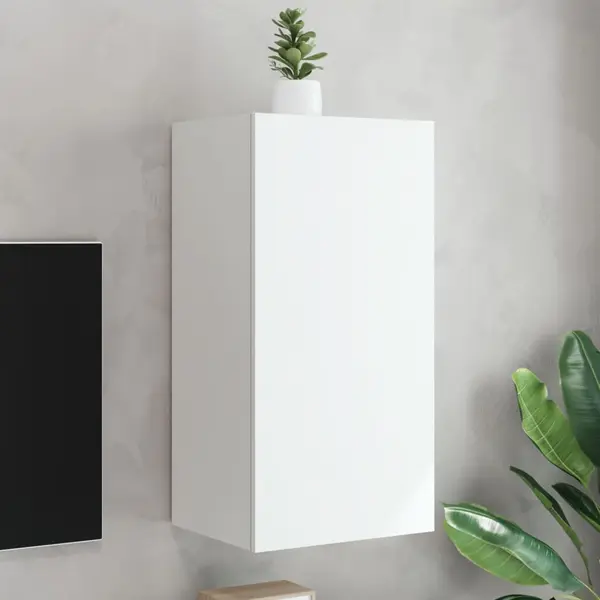 Gossi comoda tv de perete cu lumini led, alb, 40,5x35x80 cm