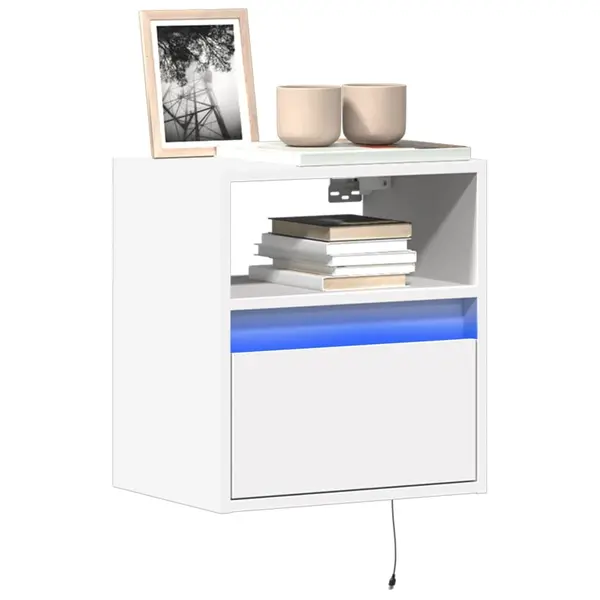 Gossi comoda tv de perete cu lumini led, alb, 41x31x45 cm