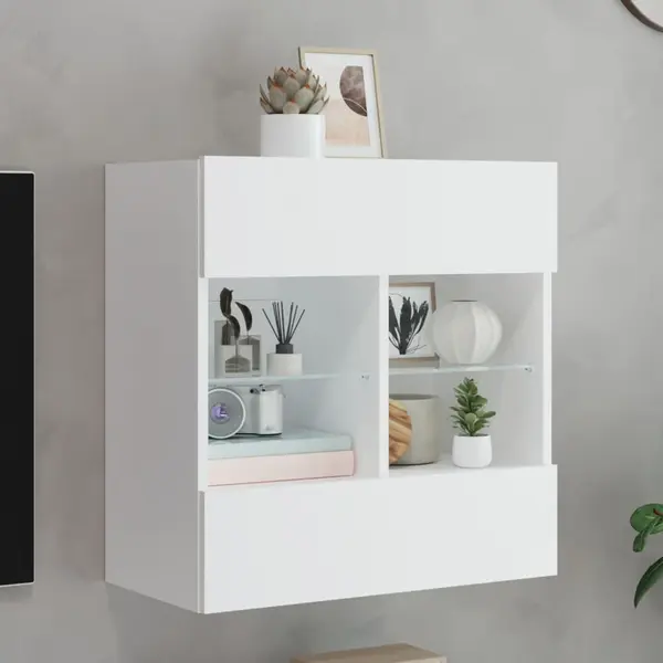 Gossi comoda tv de perete cu lumini led, alb, 58,5x30x60,5 cm