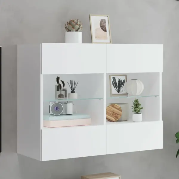 Gossi comoda tv de perete cu lumini led, alb, 78,5x30x60,5 cm