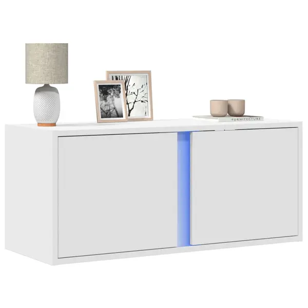 Gossi comoda tv de perete cu lumini led, alb, 80x31x35 cm