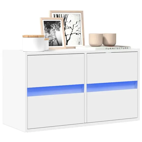 Gossi comoda tv de perete cu lumini led, alb, 80x31x45 cm