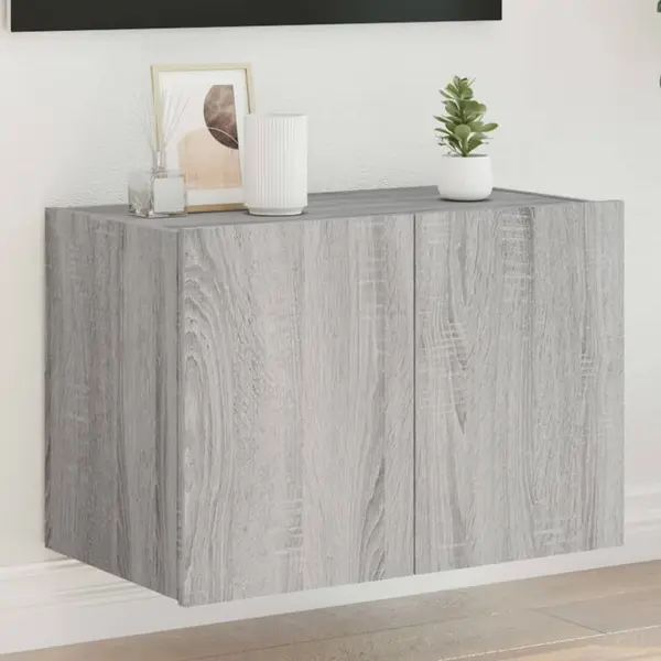 Gossi comoda tv de perete cu lumini led, gri sonoma, 60x35x41 cm