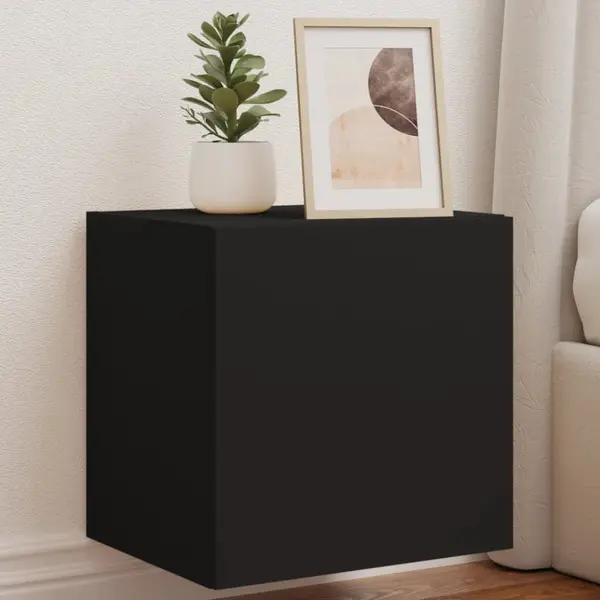 Gossi comoda tv de perete cu lumini led, negru, 40,5x35x40 cm