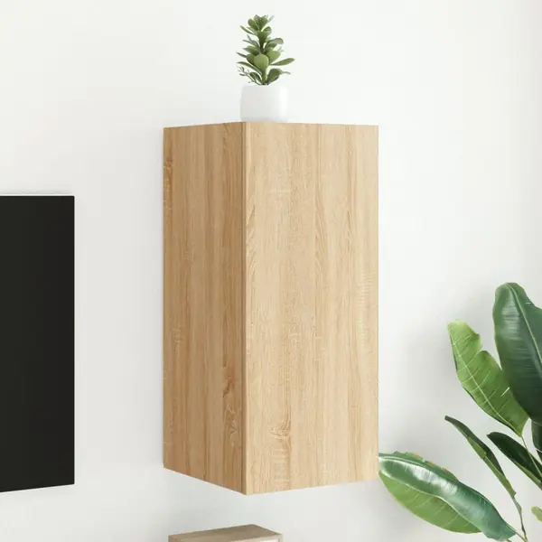 Gossi comoda tv de perete cu lumini led, stejar sonoma, 30,5x35x70 cm