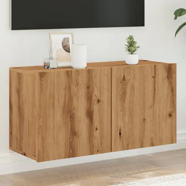 Gossi comoda tv de perete, stejar artizanal, 80x30x41 cm