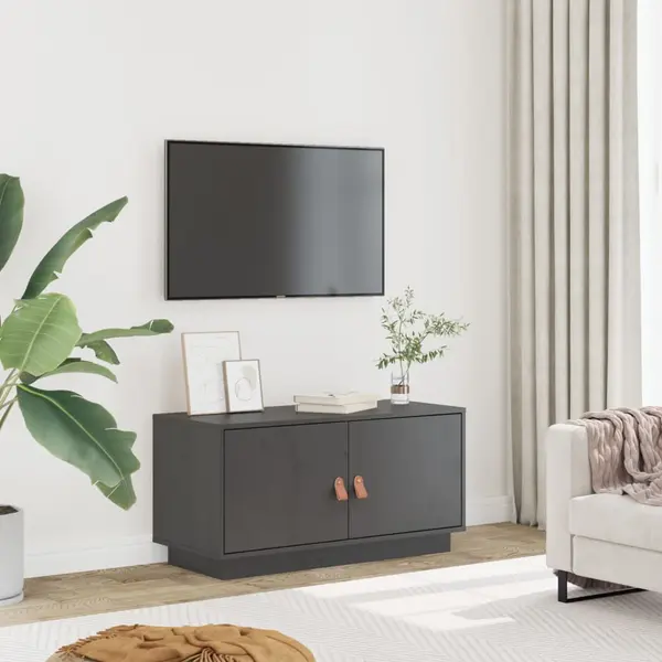 Gossi comoda tv, gri, 80x34x40 cm, lemn masiv de pin