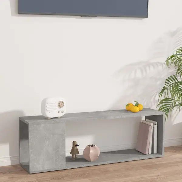Gossi comoda tv, gri beton, 100x24x32 cm, lemn prelucrat