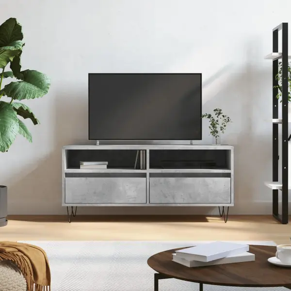 Gossi comoda tv, gri beton, 100x34,5x44,5 cm, lemn prelucrat