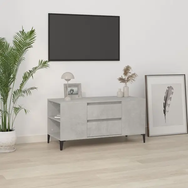 Gossi comoda tv, gri beton, 102x44,5x50 cm, lemn prelucrat