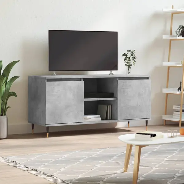 Gossi comoda tv, gri beton, 104x35x50 cm, lemn compozit