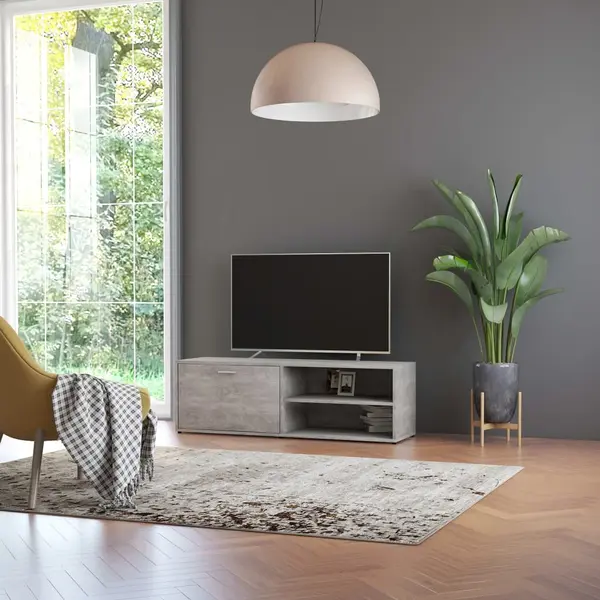 Gossi comoda tv, gri beton, 120x34x37 cm, lemn prelucrat