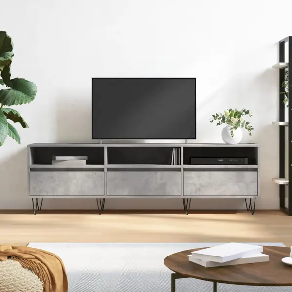 Gossi comoda tv, gri beton, 150x30x44,5 cm, lemn prelucrat