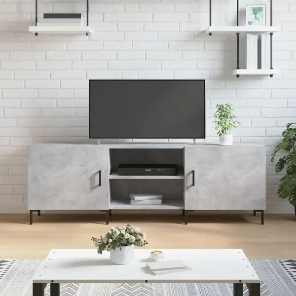 Gossi comoda tv, gri beton, 150x30x50 cm, lemn compozit