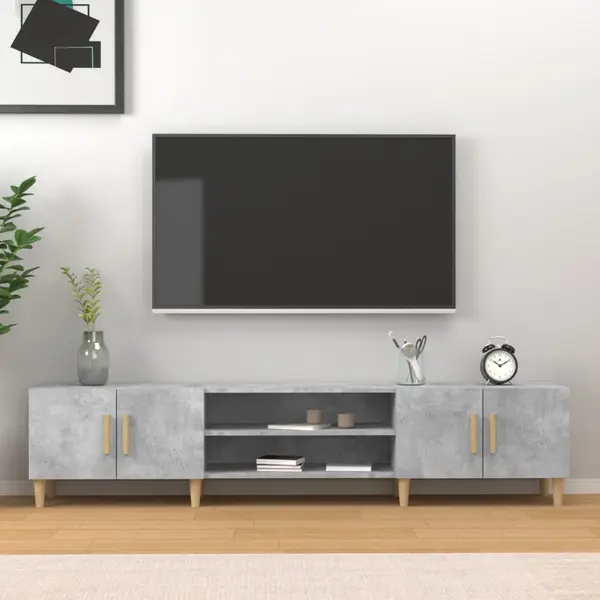 Gossi comoda tv, gri beton, 180x31,5x40 cm, lemn prelucrat