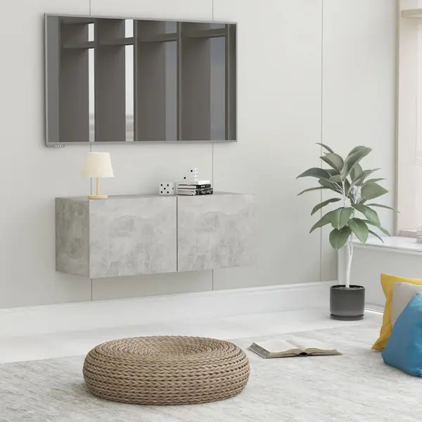 Gossi comoda tv, gri beton, 80 x 30 x 30 cm, lemn prelucrat