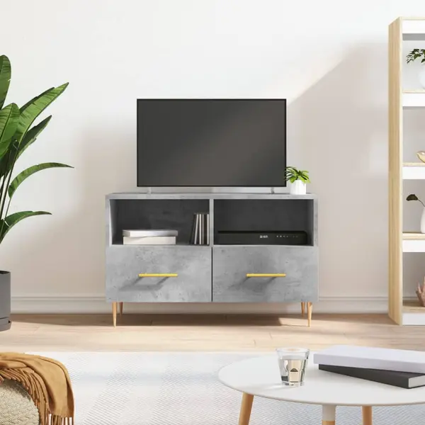 Gossi comoda tv, gri beton, 80x36x50 cm, lemn compozit