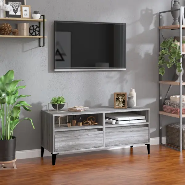 Gossi comoda tv, gri sonoma, 100x34,5x44,5 cm, lemn prelucrat