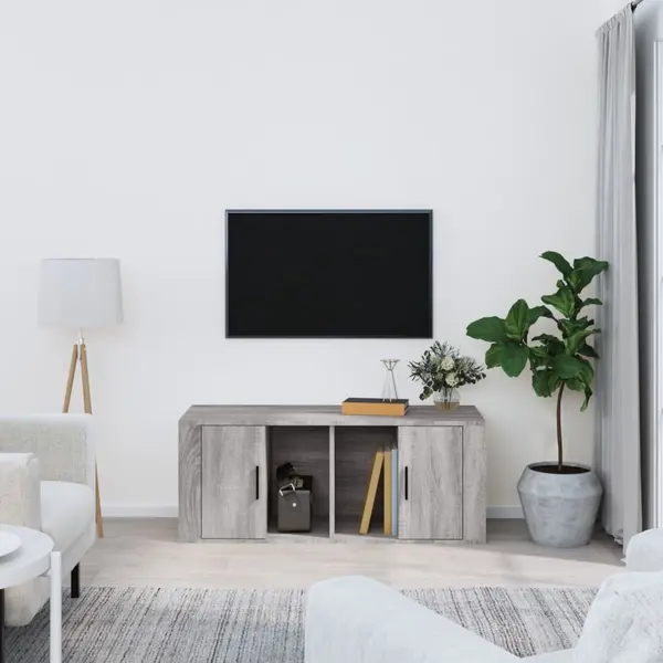 Gossi comoda tv, gri sonoma, 100x35x40 cm, lemn prelucrat